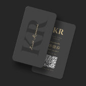 Elegant monogram QR Code Professional Donkergrijs Visitekaartje