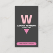 Elegant (Monogram QR-code) Roze & Matzwart Visitekaartje (Voorkant)