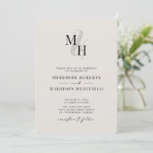 Elegant monogram QR-code RSVP minimalistische brui Kaart (Staand voorkant)
