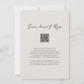 Elegant monogram QR-code RSVP minimalistische brui Kaart (Achterkant)