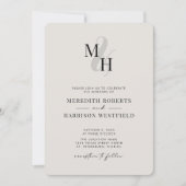 Elegant monogram QR-code RSVP minimalistische brui Kaart (Voorkant)