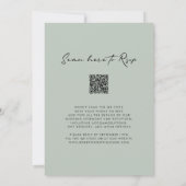 Elegant Monogram QR Code RSVP Sage Green Wedding Kaart (Achterkant)