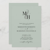 Elegant Monogram QR Code RSVP Sage Green Wedding Kaart (Voorkant / Achterkant)