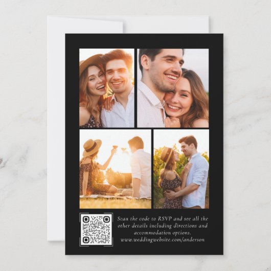 Elegant Monogram QR Code Weddenschap Uitnodiging (Achterkant)