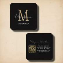 Elegant Monogram QR Zwart Goud
