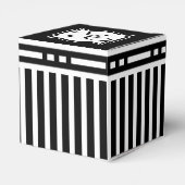 Elegant Monogram R Gestreept Zwart-Wit Bedankdoosjes (Achterkant)