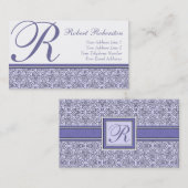 Elegant Monogram R Lila Paars Patroon Visitekaartje (Voorkant / Achterkant)