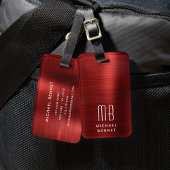 Elegant Monogram Red Bagagelabel