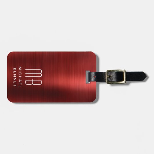 Elegant Monogram Red Bagagelabel (Voorkant horizontaal)