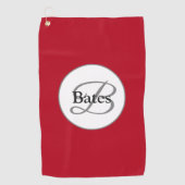 Elegant Monogram Red Golf Towel Golfhanddoek (Voorkant)