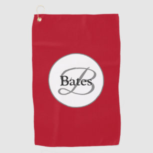 Elegant Monogram Red Golf Towel Golfhanddoek