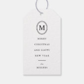 Elegant Monogram Red Plaid Merry Christmas Holiday Cadeaulabel (Achterkant)