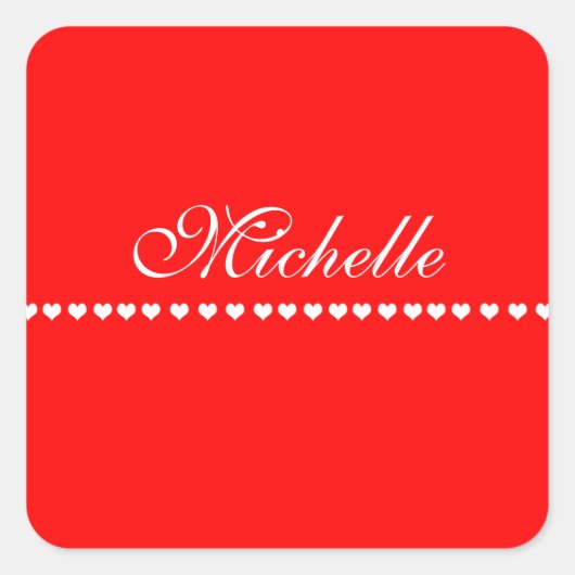Elegant Monogram Red Vierkante Sticker (Voorkant)