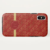 Elegant Monogram Red Wax Seal Gold Leaf Pattern Case-Mate iPhone Case (Achterkant (horizontaal))