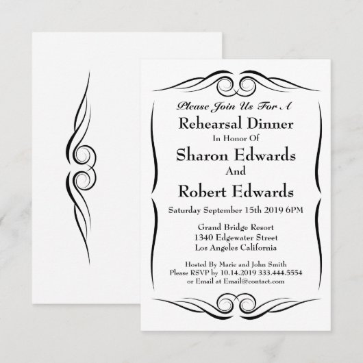 Elegant Monogram repetitie Inwendige uitnodiging (Voorkant / Achterkant)