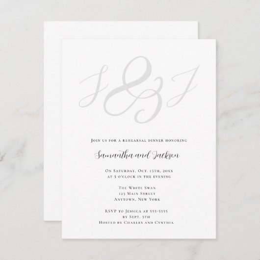 Elegant Monogram repetitie Inwendige uitnodiging (Voorkant / Achterkant)