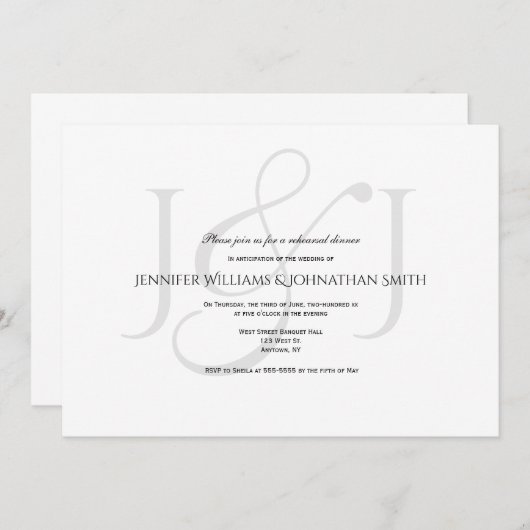 Elegant monogram repetitief diner uitnodigingen (Voorkant / Achterkant)