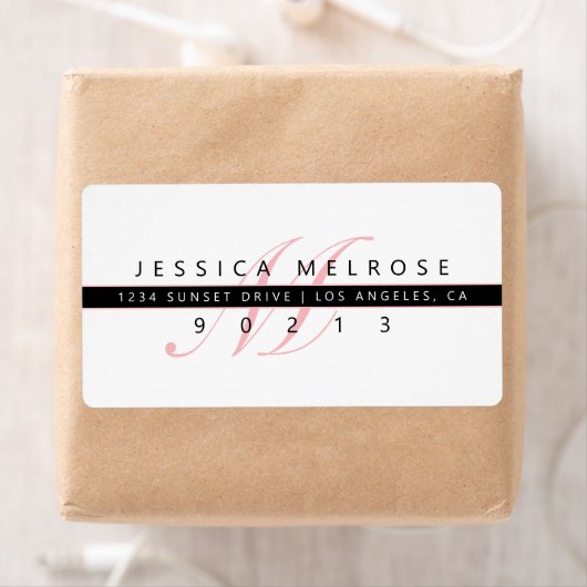 Elegant Monogram Retouradres Etiket (Insitu)