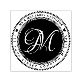 Elegant Monogram Retouradres met hart Zelfinktende Stempel
