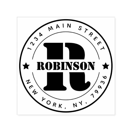 Elegant Monogram Retouradres Zelfinktende Stempel (Design)
