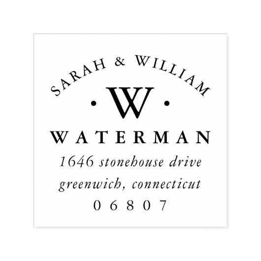 Elegant Monogram | Retouradres Zelfinktende Stempel (Design)