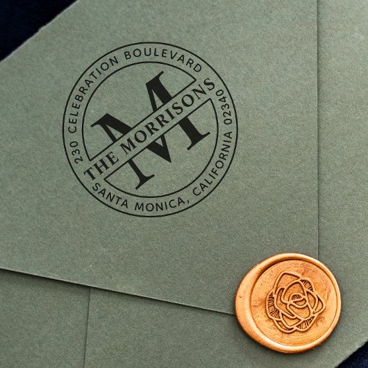 Elegant Monogram Retouradres Zelfinktende Stempel