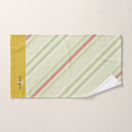 Elegant monogram retro patroon l Stripes Geel Bad Handdoek (Handdoek)