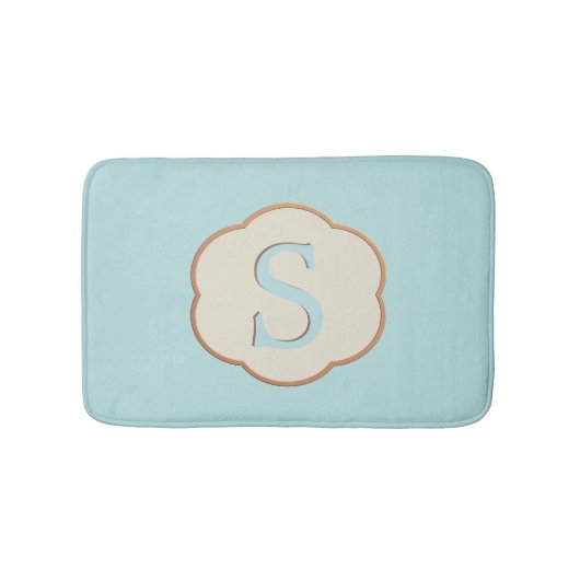 Elegant Monogram Robin Egg Blue Bath Mat (Voorkant)