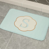Elegant Monogram Robin Egg Blue Bath Mat