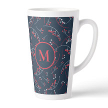 Elegant monogram rode marineblauwe bessen patroon