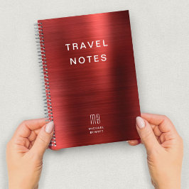 Elegant Monogram Rode Reis Notitieboek