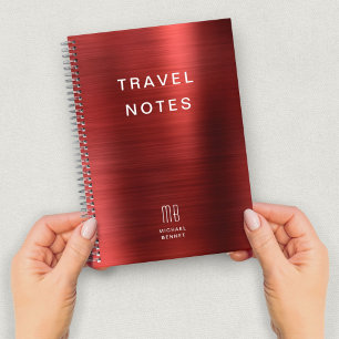 Elegant Monogram Rode Reis Notitieboek