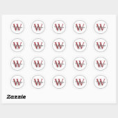 Elegant Monogram Rode Retouradres Ronde Sticker (Vel)