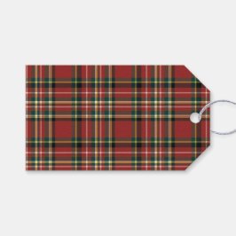 Elegant Monogram Rode Schotse Kerst Vakantie Cadeaulabel
