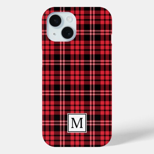 Elegant Monogram Rode Schotse Ruit Case-Mate iPhone Case (Achterkant)