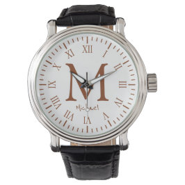 Elegant Monogram Roman Numerals Watch Horloge