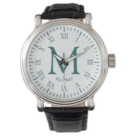 Elegant Monogram Roman Numerals Watch Horloge