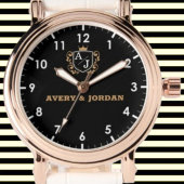  Elegant Monogram Romantic Couple Gift Horloge