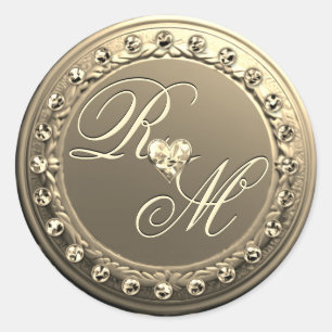 Elegant Monogram Ronde Sticker