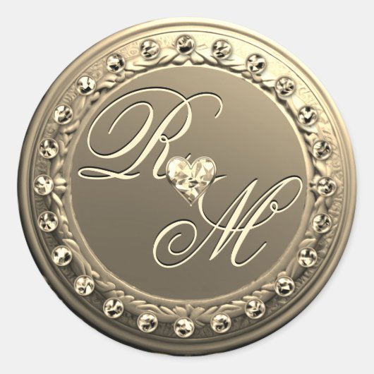 Elegant Monogram Ronde Sticker (Voorkant)