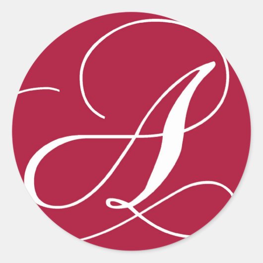 Elegant Monogram Rood en Wit Bruiloft Sticker (Voorkant)