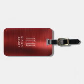 Elegant Monogram rood geborsteld metaal Bagagelabel (Voorkant horizontaal)