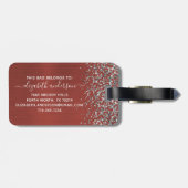 Elegant Monogram rood geborsteld metaal Bagagelabel (Achterkant horizontaal)