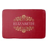 Elegant Monogram Rood Goud Badmat (Voorkant)