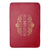 Elegant Monogram Rood Goud Badmat (Voorkant Verticaal)