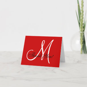 Elegant Monogram Rood Hartelijk dank Bedankkaart