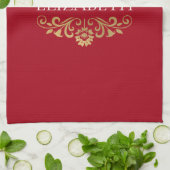 Elegant Monogram Rood kerstkeukenhanddoeken Theedoek (Gevouwen)