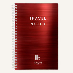 Elegant monogram rood reizen notitieboek