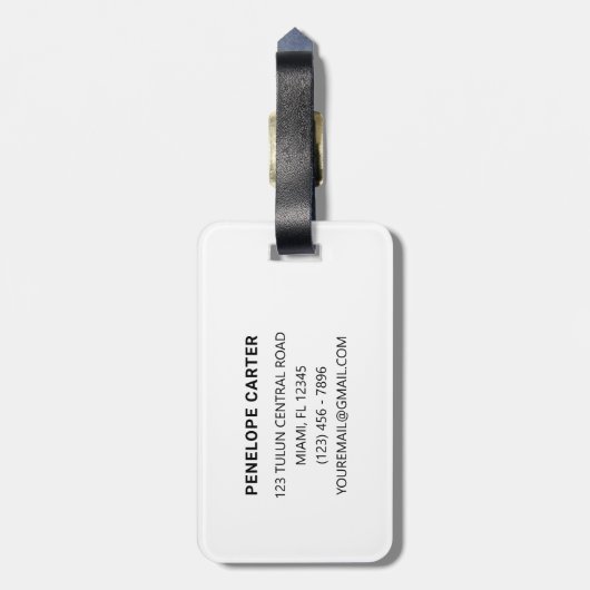 Elegant monogram rood roze metallic bagagelabel (Achterkant verticaal)