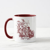 Elegant monogram rood toile de jouy mok (Links)